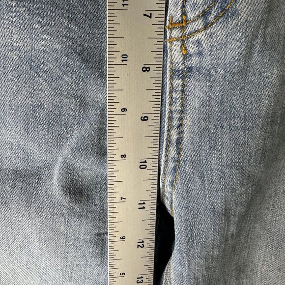 Zara Jeans Womens 10 Light Wash The Dreed Flare Raw Hem Distressed Denim Cropped - Picture 3 of 9